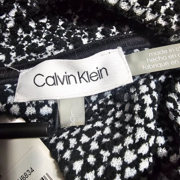 Calvin Klein Textured Dot Knit Tunic Sweater Sz L Cowl Neck Gold Snaps Relaxed - Picture 8 of 12